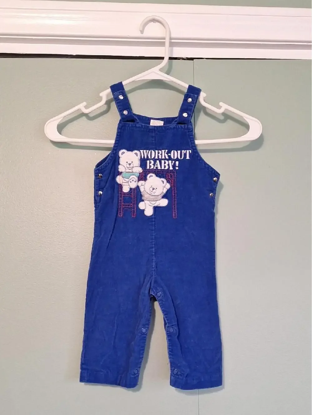 Vintage 100% Cotton Blue Corduroy Overall Workout Baby Size 12m